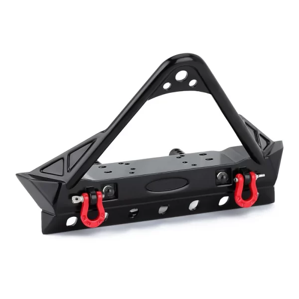 Bumper delantero INJORA negro metálico con luces para SCX10 II, SCX10 III, TRX4