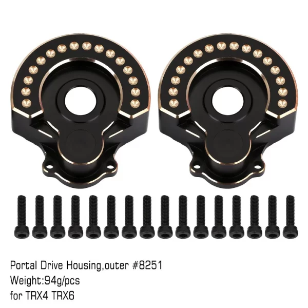 Carcasa portal INJORA latón negro 94g (#8251) para TRX-4/6.