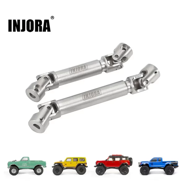 Ejes de transmisión de acero inoxidable INJORA con agujero en forma de D para SCX24 C10 JLU Bronco Base Camp