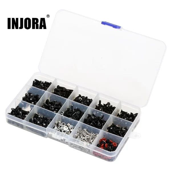 Caja de Tornillos y Tuercas de Metal M3 M4 para RC Crawler 1/10 INJORA