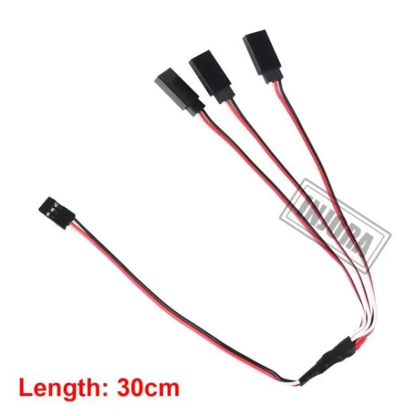 Cable Extensor para reciever de 30 cm, 1 a 3 conectores, conector JR Macho a Hembra