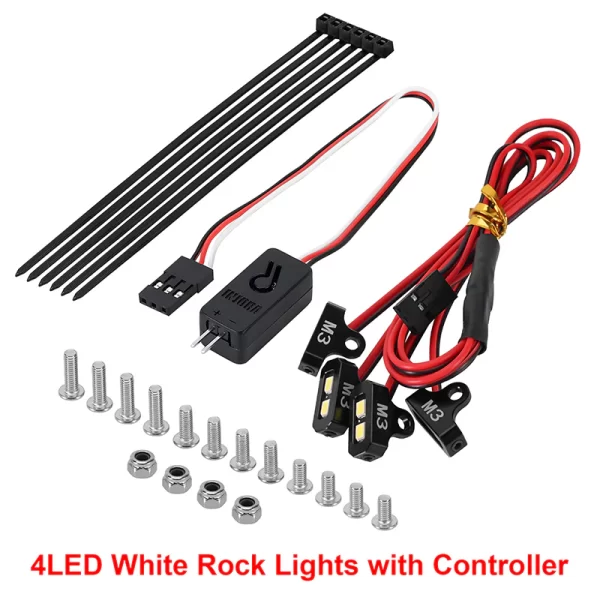 Kit de luces LED para chasis 1/10 RC con controlador (4LED Blanco)